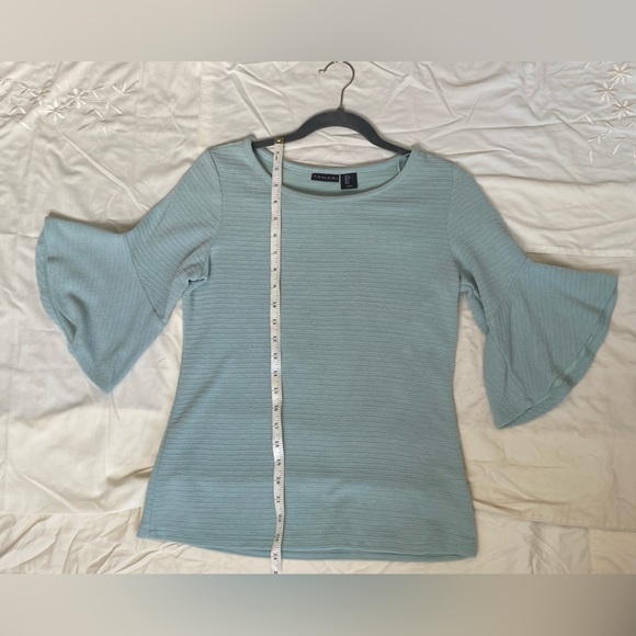 Tabard ribbed teal bell sleeve top - Picture 5 of 5